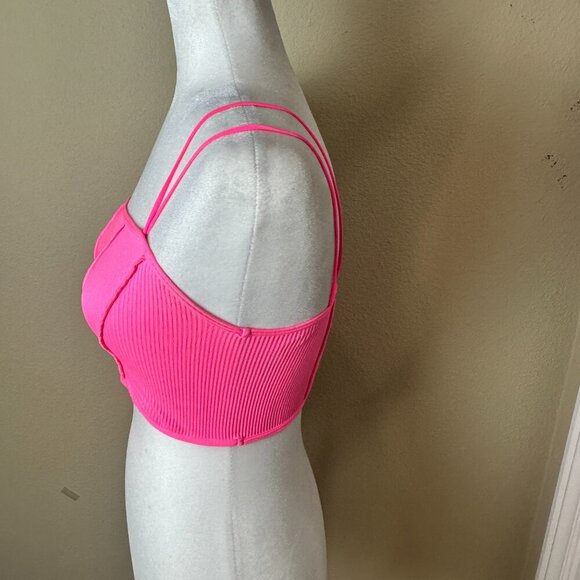 Out From Under for URBAN OUTFITTERS Hot Neon Pink Ribbed Bralette Top Size XS/S - Picture 4 of 10